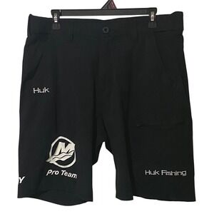 Huk Pro Team Mercury Fishing Shorts Mens XL Black Performance Outdoors Sporty